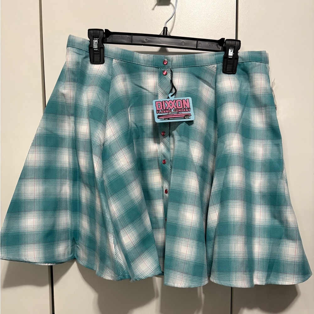 DIXXON “Fria” Women's Blue and White Plaid Skater Skirt